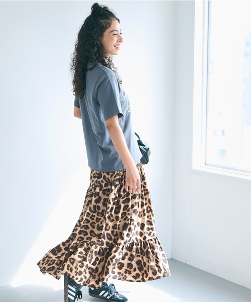 COCAレオパード柄 フレアロングスカート コカ coca レオパード柄ティアードスカート （Leopard