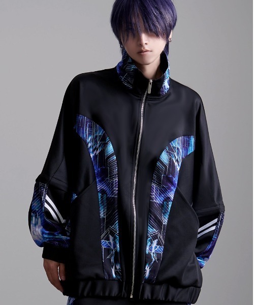 ililil 黒と紫のジッパー付きジャンパー ililil ジャージ 「ililil/イルイルイル」「外せ、壊せ、再構築