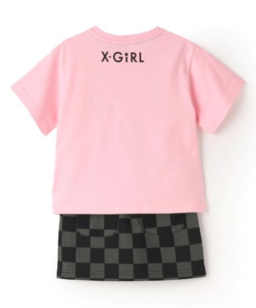 X-girl Stages セットアップ ロゴT+ブロックチェック柄スカート