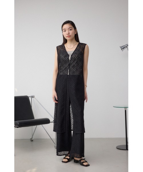 DT♪ ROSANNA ロングリネンベスト ジレ 関税込 ベスト ジレ リネンライクジャージー ロング レディース