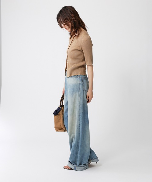 カーディガン シャイニー5分袖カーディガン レディース 新品 AMACA