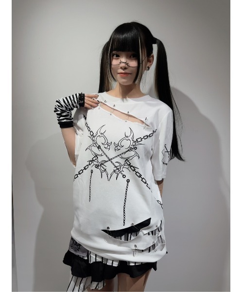 tシャツ A'GEM/9 × .kom 「AOSPACE」アンピンプリント半袖Tシャツ レディース メンズ