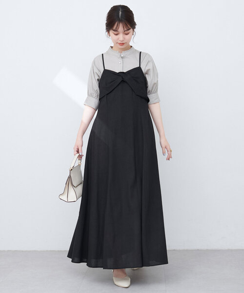 natural couture ワンピース osonoリネン混ねじりキャミワンピース
