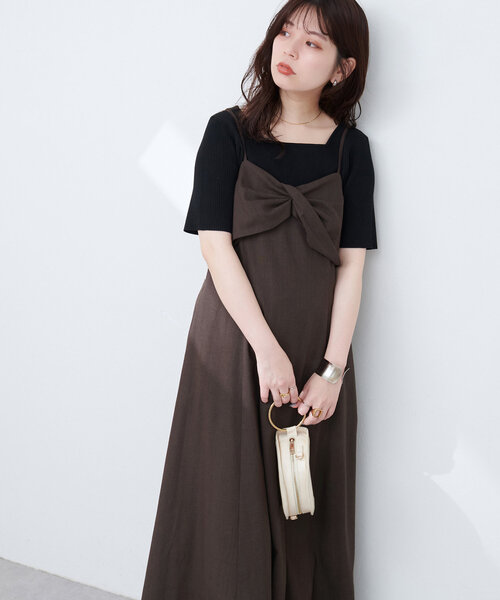 natural couture ワンピース osonoリネン混ねじりキャミ