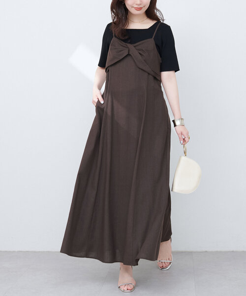 natural couture ワンピース osonoリネン混ねじりキャミ