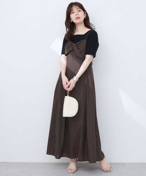 natural couture ワンピース osonoリネン混ねじりキャミワンピース
