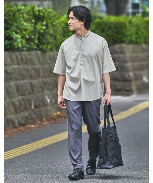 green label relaxing シャツ ウォッシャブルトロ バンドカラー