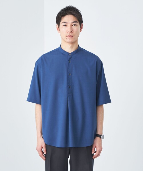 MHL　近年モデル　プルオーバー　バンドカラーシャツ　ボックスシルエット　M～L MHL 近年モデル ボックスシルエット プルオーバー バンドカラー