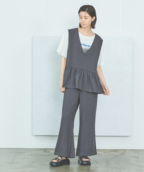 LAKOLE（ラコレ） パンツ 「セットアップ対応・多機能付き」リネン
