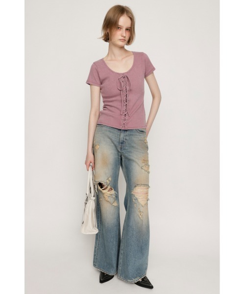 SLY(スライ) tシャツ LACE UP RIB TOPS レースアップ リブ トップス SLY(スライ) tシャツ LACE UP RIB TOPS レースアップ リブ トップス