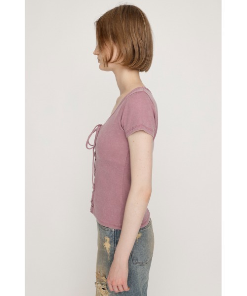 SLY（スライ） tシャツ LACE UP RIB TOPS レースアップ リブ トップス 