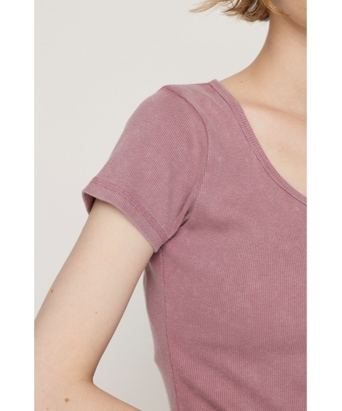 tシャツ LACE UP RIB TOPS レースアップ リブ トップス 半袖 夏服 レディース セール】LACE UP RIB TOPS レースアップ リブ トップス 半袖
