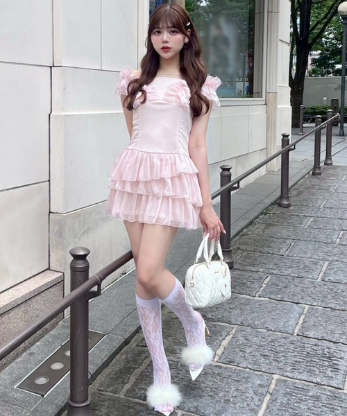 ピンク ノースリーブミニワンピース　OLIVE des OLIVE OLIVE des OLIVE ノースリーブシャツミニワンピース ピンク