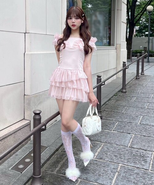【ぴーちがーる】ホイップフリルミニワンピ ピンク ぴーちがーる】ホイップフリルミニワンピ ピンク ぴーちがーる