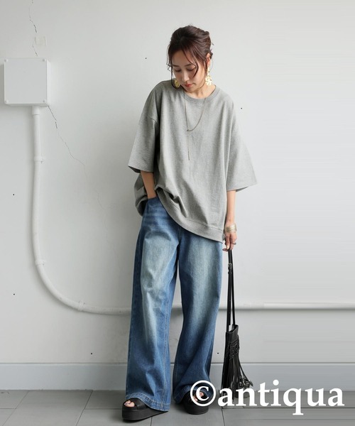 「antiqua」 半袖カットソー X-LARGE アッシュグレー レディース