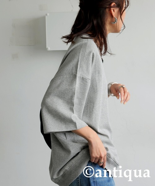 「antiqua」 半袖カットソー X-LARGE アッシュグレー レディース