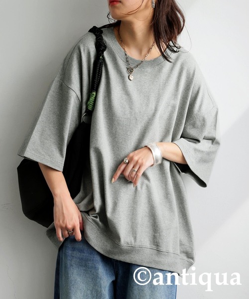 「antiqua」 半袖カットソー X-LARGE アッシュグレー レディース