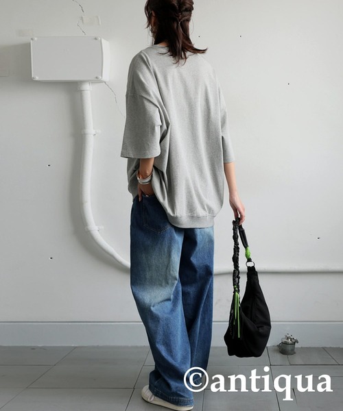 「antiqua」 半袖カットソー X-LARGE アッシュグレー レディース