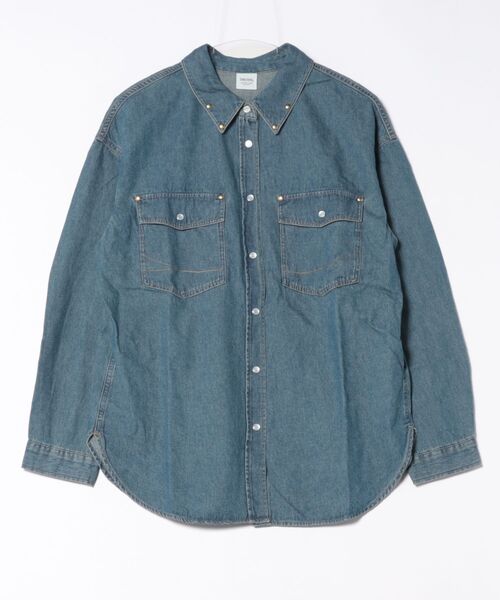 ブラウス シャツ SOMETHING スタッズデニムシャツ レディース
