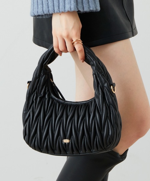 もちこキルティング ブラック ハンドバッグ PINKO Icon Vキルティング Love バッグ ミニ | ブラック