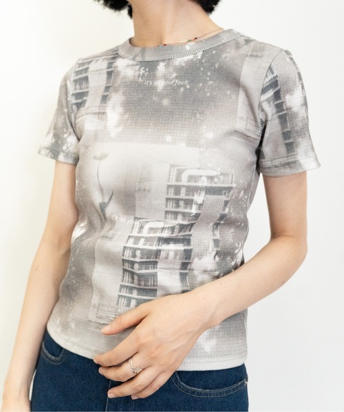 tシャツ Original print rib Tee レディース