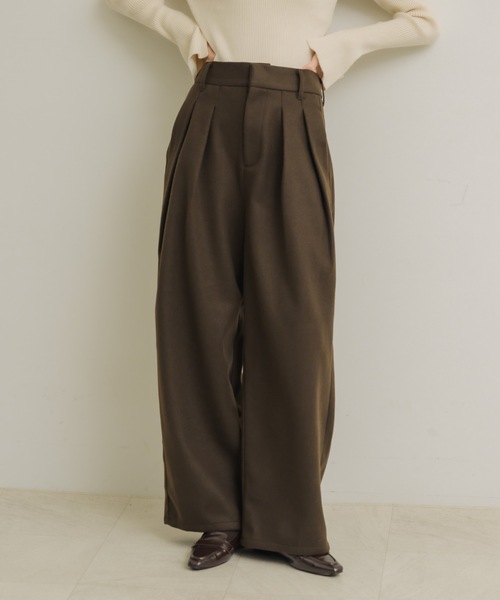 NEUNA(ヌナ) スラックス パンツ ウールライクタックワイドパンツ NEUNA(ヌナ) スラックス パンツ ウールライクタックワイドパンツ
