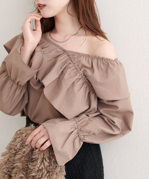 natural couture ブラウス シャツ 「WEB限定」クロスフリルデザイン