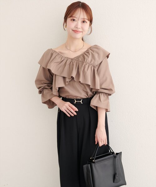 natural couture ブラウス シャツ 「WEB限定」クロスフリルデザイン