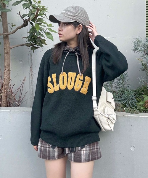 AS KNOW AS（アズノゥアズ） ニット セーターサガラ刺繍ロゴニット