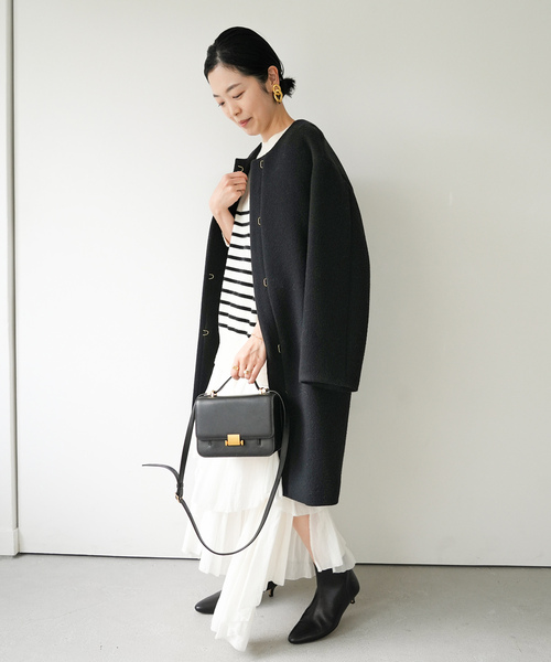 IENA」 ノーカラーコート 38 キャメル レディース イエナ ノーカラー 
