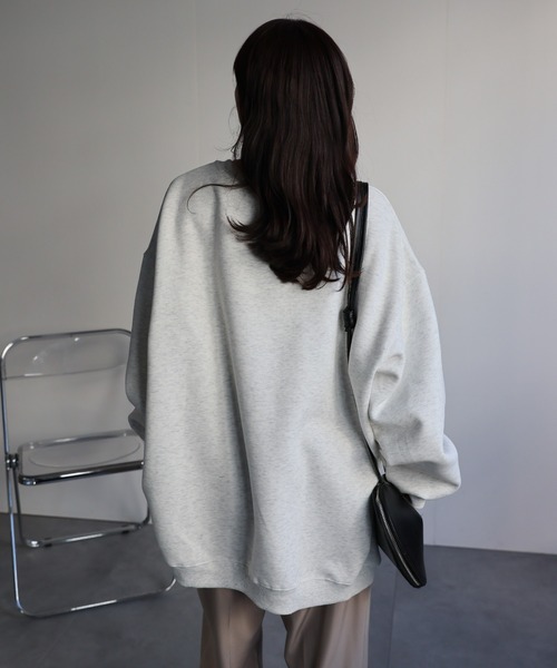 AP STUDIO エンブロイダリー スウェットプルオーバー トレーナー 白 ANME トレーナー スウェット ハーフジップエンブロイダリーロゴ裏毛