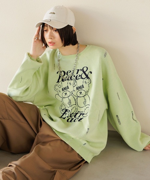 「Anui」 長袖ニット MEDIUM アイボリー レディース_画像2