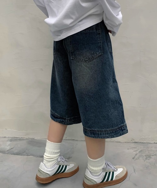 「MEMECLE」 デニムハーフパンツ S ブルー レディース_画像3