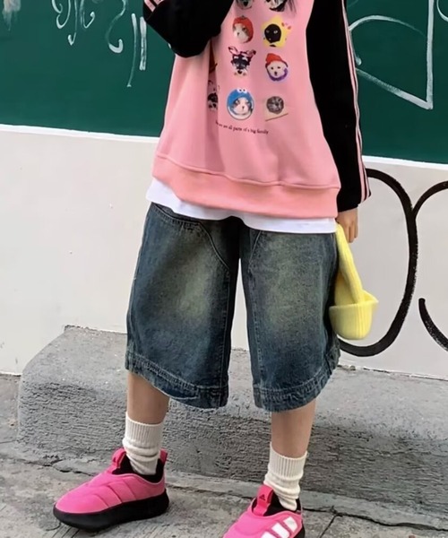 「MEMECLE」 デニムハーフパンツ S ブルー レディース_画像5