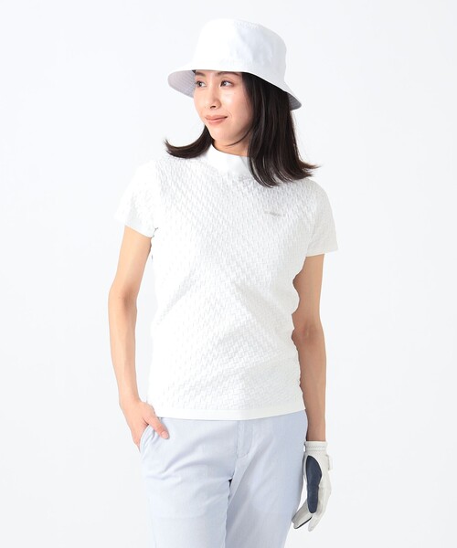 「BEAMS GOLF」 半袖ニット LARGE ベージュ レディースの画像