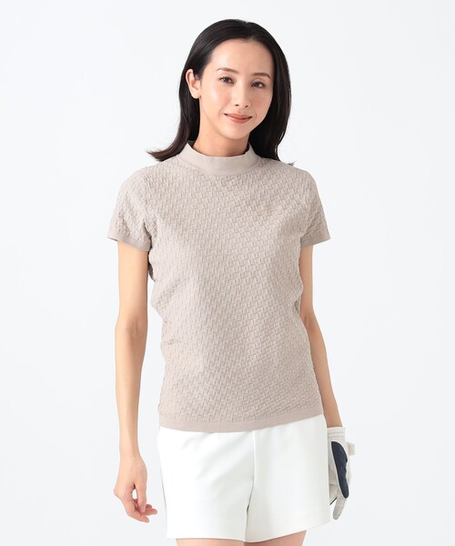 「BEAMS GOLF」 半袖ニット LARGE ベージュ レディースの画像
