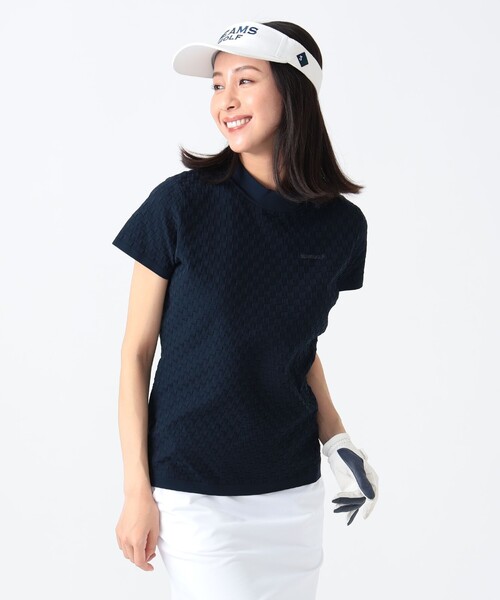 「BEAMS GOLF」 半袖ニット LARGE ベージュ レディースの画像