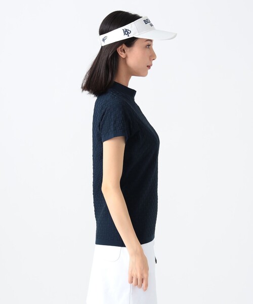 「BEAMS GOLF」 半袖ニット LARGE ベージュ レディースの画像