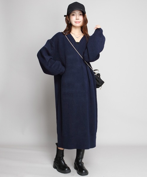 ワンピース Vネックルーズニットワンピース : ZOZOTOWN Yahoo!店 