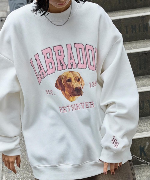 「Labrador Retriever」 スウェットカットソー L グレイッシュベージュ メンズ_画像3