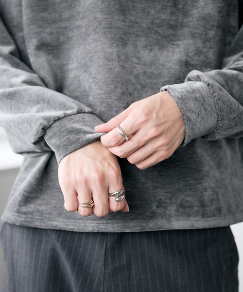 「Adoon plain」 長袖ポロシャツ LARGE チャコールグレー メンズ_画像2