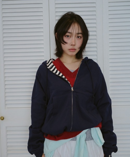 common gull products. パーカー 柄の目覚め、リバーシブルフーディー