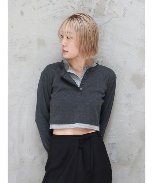 Ungrid（アングリッド） tシャツ レイヤードデザインヘンリーロング