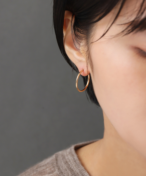 ピアス 1.5パイプ2cmルーフピアス K10（両耳） レディースの画像
