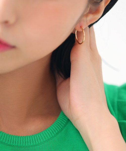 ピアス 1.5パイプ2cmルーフピアス K10（両耳） レディースの画像