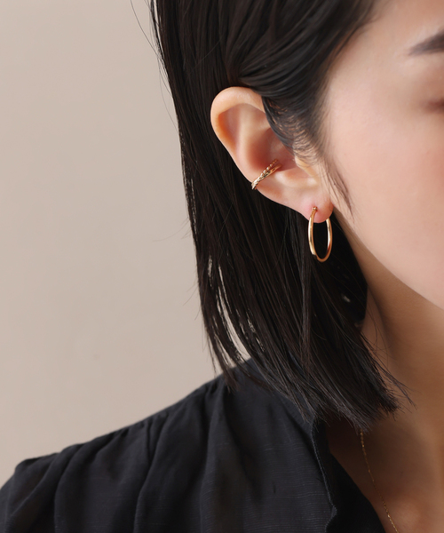 ピアス 1.5パイプ2cmルーフピアス K10（両耳） レディースの画像