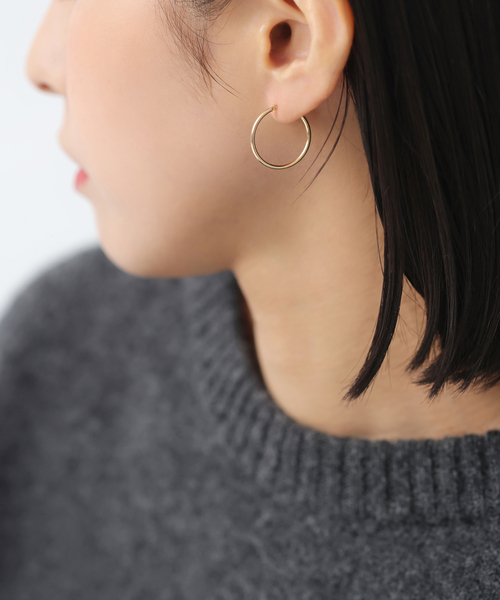 ピアス 1.5パイプ2cmルーフピアス K10（両耳） レディースの画像
