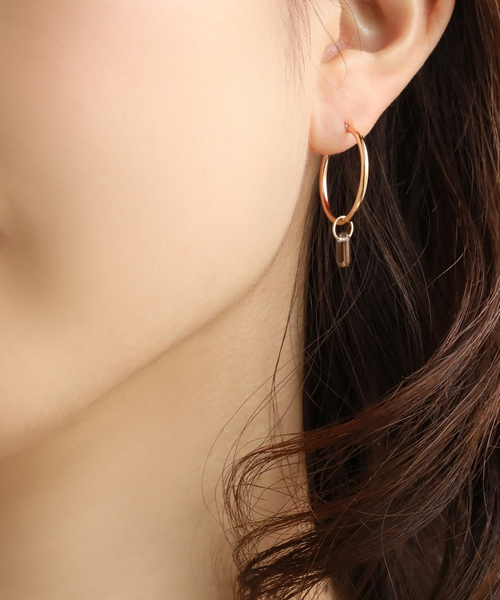 ピアス 1.5パイプ2cmルーフピアス K10（両耳） レディースの画像
