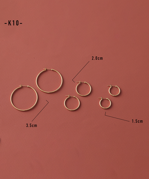 ピアス 1.5パイプ2cmルーフピアス K10（両耳） レディースの画像