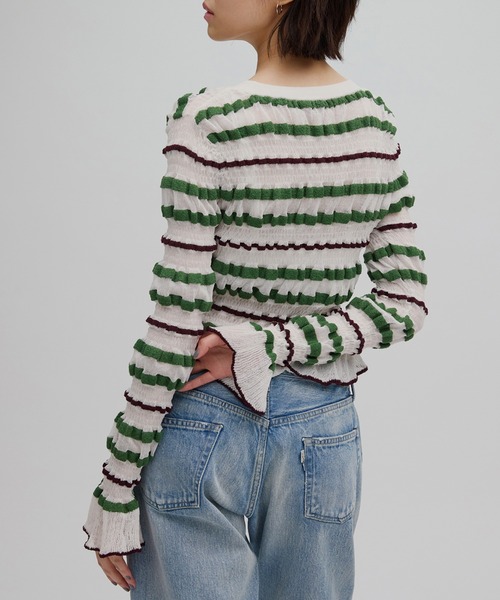 BUMPY ニットトップ Ameri（アメリ） ニット セーター BUMPY MULTI BORDER KNIT TOP